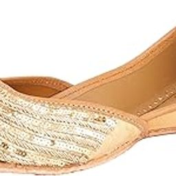 Shimmering Splendor Casual Mojris/Punjabi Juttis (Leather Slip-Ons/Flats) forWomen-image-25