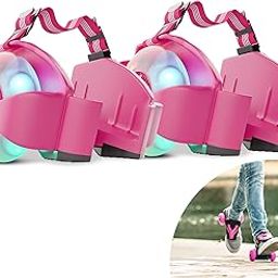 Tygatec Flashing Wheels,Roller Skating Gliders with led Wheels, Heel Roller Adjustable,Roller Skating Shoes for Adults & Kids (Pink)-image-25