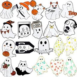 20 Pieces Cute Cat Enamel Pin Kawaii Pins Cute Pins Strawberry Rabbit Cat Lapel Pins Halloween Ghost Brooches Pin Badges Aesthetic Gift Cartoon Lapel Pins for Women Men Clothing-image-49