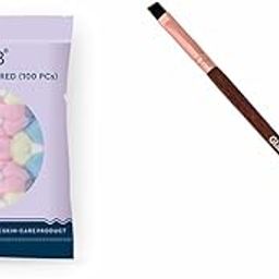 GUBB Coloured Cotton Balls For Face Cleansing & Makeup Removal 100 Pieces 2 in 1 Eyeshadow Blending Eyeliner Brush, Professional Wooden Eye Makeup Brush Single-13