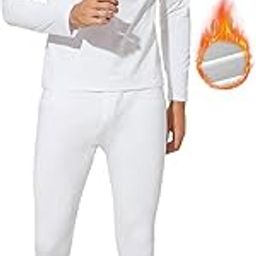 Thermal Underwear Set for Men,Adding Velvet and Thickening,Necomi Premium Soft Thermal Underwear Winter Base Layer Tops & Bottoms for Men,Suitable for Daily and Outdoor Sports, White, M-image-102