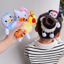 ZUGAD Elastic Hair Ties, Soft Cute Cartoon Hair Rubber Bands, Ponytail Holders For Women, Strechable Scrunchies, Cotton Hair Elastic Rubber Band, Non-slippery Bands Multi Design (3 PC, Multi Color)-43