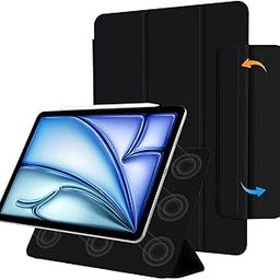 Robustrion Cover for iPad Air 11 inch M3 / M2 6th/7th Generation/iPad Air 5th Generation Cover [Magentic Attach] Case for iPad Air 4th / 5th Gen/Air 11 inch M3/M2 (2024/2025) [Auto Sleep Wake] - Black-11