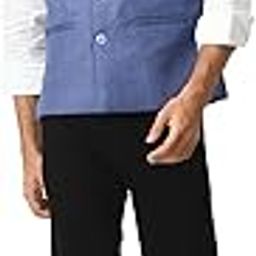 Men Solid Cotton Blended Nehru Jacket/Modi Waistcoat (Light Blue,Single)-image-45
