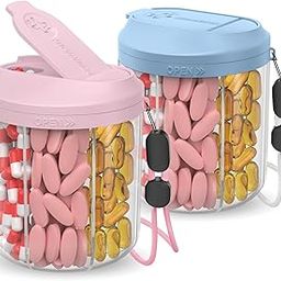 Hionxmga Tablet Dispenser with 7 Large Compartments, Tablet Bottle Organizer for Travel, Supplement Organizer with Anti-Mixing Design, BPA Free Tablet Container, with 20-image-66