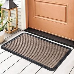 HOKIPO 45X75cm All Purpose Doormat with Rubber Backing, Thick mat for Outdoor and Indoor use, Brown (IN522)-22