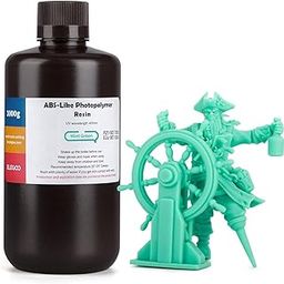 ELEGOO ABS-Like Resin Rapid UV Curing 405nm Standard Photopolymer Resin ABS 3D Resin High Precision Non Brittle Non Toxic for LCD 3D Printer 1000G (Mint Green)-1