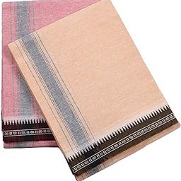 Cotton Men's Single Dhoti -1.9 Mtrs Color Dhoti Big Blue Border Set of 2-53