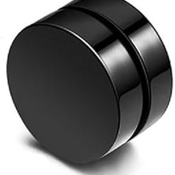 (1 Pcs) Trending Black Color Round Shape (8mm Size) Magnetic (Non Pierced) Metal Barbell Earring Bali Stud For Men And Women-image-74
