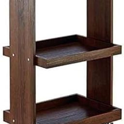 Jdav 3-Tier Rolling Utility Cart, Mobile Storage Trolley with Wheels, Brown Wood Finish L*B*H - 60 x 35 x 74in cm-image-1