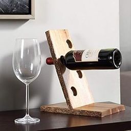 ODEJIA 4 Bottle Tabletop Wine Bottle Rack for Kitchen Wine Rack Counter top Rustic Wooden Wine Rack Solid Wooden Wine Rack in This Rack You 4 can Hang The Bottle.-image-99