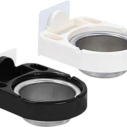 Dhvsam Adhesive Wall-Mounted Stainless Steel Bowl Ashtray for Bathroom Toilet Hotel Compartment for Lighter Soap Dish Ash Holder for Smokers with Removable Liner (Black & White)-image-43