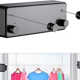 JOOM Heavy Duty Retractable Clothesline | Indoor Outdoor Clothes Line | Wall Mounted Drying Rack | Black ABS & Aluminum | 4.2m (13.8ft) x 2 Lines | 44lbs (20kg) Capacity-28