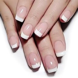 Press On Fake Nails, Short French Nails with Jelly Glue for Hand Women Girl (Pink) (Pack of 24)-51