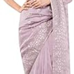 Silk Lavender Saree with Hand Zari and Sequin Embroidery-picture-10