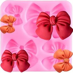RKPM HOMES Square Chocolate Fondant Mold I 3D Bow Shape Silicone Baking Mould I for DIY Handmade Jelly Cakes Dessert Candy Gummy Muffin Pastry Polymer Clay Muffin Soap Resin Cupcake Décor - 4 Cavity-32