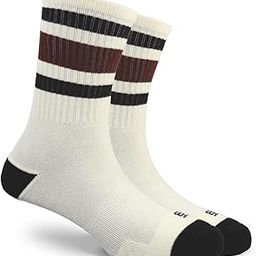Urban Retro Edition | Men White with Black Brown Stripes | Crew Length Socks | UK 7-11-image-1