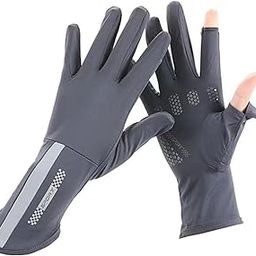 IN-IMAGINE 2 Pcs Riding Gloves, Gloves for Women Bike Riding, Hand Gloves for Sun Thin Sun Protection Summer Uv Protection Touch Screen Ice Silk Anti Slip and Exposed Fingers(Dark Grey)-30