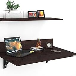 Redwud Taani Engineered Wood Décor Wall Shelf | Floating Wall Shelf | Wall Mounted Laptop Table | Wooden Wall Shelf for Living Room, Bedroom (Wenge) D.I.Y-picture-19