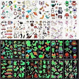 PATPAT® 12 Sheets Glow Temporary Cartoon Sticker for Kids Glow Fake Tattoos Sticker Masquerade Cartoon Tattoo Luminous Tattoo Boys Girls Party Supplies Kids Fun Sticker-54