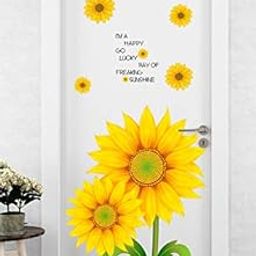 Divine Designs™ PVC Vinyl Self-Adhesive Sunflowers Shining Door Sticker for Living Room, Bedroom, Office Wall Decoration (20 X 42 INCH) Pack 1-image-82