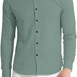 Men's Cotton Casual Plain Button Down Shirts Long Sleeve Textured Summer Beach Shirt for Men-image-89