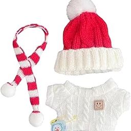 CALANDIS™ Mini Doll Sweater Scarf Set Scarf Hat for Plush Dolls Girl Doll Pendant Doll red striped scarf-image-52
