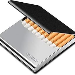Portable Slim Leather Cigarette Case Ultrathin Lightweight Pocket Carrying Box for Hold 10 Regular Size (Black)-48