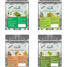Green Magnolia Hair Packs - Natural Hair Care Blend with Brahmi, Bhringraj, Fenugreek & Henna Powder-image-51