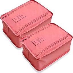 Travel Shoe Bag, 2 Pack Foldable Waterproof Shoe Pouches with Zipper Lightweight Portable Packing Bags Shoes Storage Organizers for Luggage (Pink)-image-85