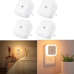 Night Lamp for Bedroom 4PCS Smart Sensor Automatic ON/OFF Dim LED Light Energy Saving 0.5W Night Light Long Life Plug in Bed Lamps for Bedroom Lights for Hallway Stairs Kitchen Bathroom (Warm)-11