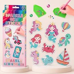 Storio Art and Craft Sparkle Gems DIY Sticker Art Kit, Glitter Diamond Painting Set, Ages 4+-19
