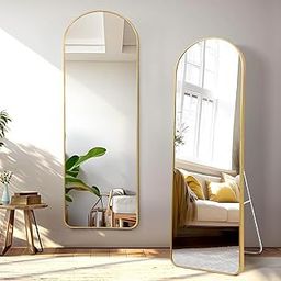 ABOUT SPACE Aluminium Cheval Mirror for Wall-5 Feet Arch Mirror for Bedroom|Full Length Mirror with Stand Thin Aluminum Alloy Frame Vertical Display for Living Room,Bedroom-Golden-14
