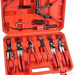 9PCS Premium Hose Clamp Pliers, Long Reach Hose Clamp Tool Remover for Water Hose and Automotive Coolant Radiator Heater with Flexible Wire Long Reach Hose Clamp and Flat Band Pliers-image-80