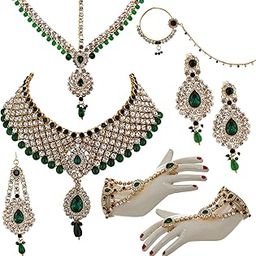 Bridal Dulhan Designer 18k Gold Plated Pearl Stone Set 8 pcs. for Women & Girls (3630-IZS-1611SM-Parent)-image-4