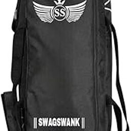 SWAGSWANK Cricket Kit Bag Dedicated Bat Pocket Durable Polyester Construction Adjustable Shoulder Straps Water-Resistant Design Stylish Cricket Bag for Cricketers (Black)-image-32