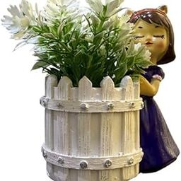 Laal Gulabi Handicrafted Hand Painted Basket Girl-Pot Succulent Pot Garden Planter Figurine Showpiece for Home, Office and Table Decor-image-95