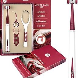 MyOrl Care Kit - Complete Oral Care Combo (Pack of 4) | 3-Sided Toothbrush with 2 Heads, Ready-to-Use Floss, Stainless Steel Tongue Cleaner & Toothpick | Full Mouth Hygiene Kit | Burgundy-image-82