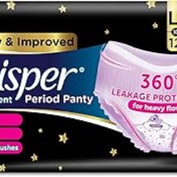 Whisper Super Absorbent Period Panty, 12 L-XL Pants, 360 Degree Leakage Protection for Heavy Flow, Panty like Fit for Full back Coverage, Absorbs Heavy Gushes, Silky Soft, Comfortable Feel-image-70