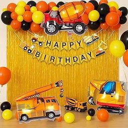 Pop The Party Jcb Theme Birthday Backdrop Decoration Set for Boy, Girl & Adults Bday Parties Decor Set of 35 Pcs | Under Construction Party Birthday Decoration-image-22