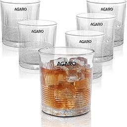 AGARO Elegant Whiskey Glass, Set of 6, 325ML, Ribbed Design, Crystal Clear, Perfect for Scotch, Whisky, Bourbon, Liquor, Wine, Cocktail Drinks , Stylish Design-image-9