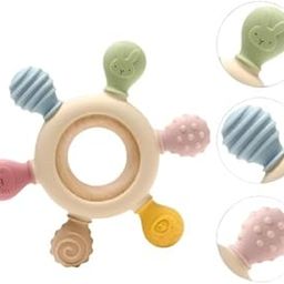 TRIVYOM Rainbow Ring Teether Silicone Teething Toys for Baby | 6+ Months–BPA-Free Silicone & Wooden Ring Teether for Infants | Soft,Safe,Non-Toxic, Natural Soothing Relief for Gums| Ideal for Gifting-image-18