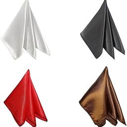 Satin Pocket Square Combo for Men | Wedding Handkerchief for Suits, Blazers & Tuxedo (Pack of 4) (White,Black,Red,Dark Brown)-image-5