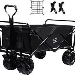 Collapsible Wagon Cart Heavy Duty Foldable Beach Cart with All-Terrain Wheels for Sand with Cargo Net, Straps, Utility Beach Wagon for Sand, Outdoor Sports, Garden Camping-image-66