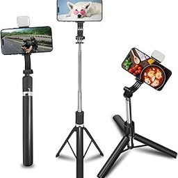 FLING X1 by FTLO 3-in-1 Selfie Stick for Mobile Phone with Bright Fill Light, 170cm/67” Extendable Reinforced Tripod Stand, Wireless Bluetooth Remote for Photo Vlogging Travel on All Android / Iphones-12