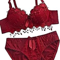 Elegant Crimson Lace Lingerie Set for Women – Padded Push-Up Bra & Matching Panty with Floral & Heart Embroidery | Romantic & Comfortable Innerwear-image-29