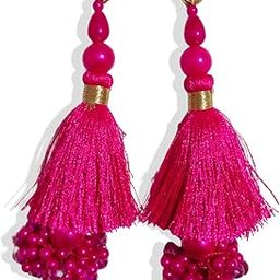 Pink Colour Latkan for Lehenga, Blouse, Ghaghra, Export Quality Side Hanging Ornament I Size:10cm I Colour: Pink I Set of 2 Pieces-picture-18