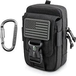 WYNEX Tactical Compass Phone Pouch, Large Molle Smartphone Holster Case Double Capacity Small Utility EDC Pouch with Compass Buckle and Carabiner-image-64