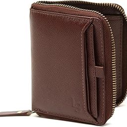 louis stitch Maroon Saffiano Leather Bifold Mens Wallet | 6 Card Slots, 1 Cash Compartment and 1 See Through ID Window| RFID Protected Pocket Zipper Wallet for Men (WL-SFZL)-picture-9
