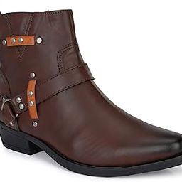 Men's Boots Casual Top Ankle Studded High Heel Chelsea Shoes without Lace| Soft Cushioned Footbed with TPR sole| Classic, Durable, Comfortable for Outdoor & Party-image-38